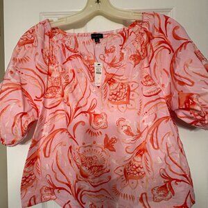 Talbots Drawstring Hem Poplin Short Top- NWT